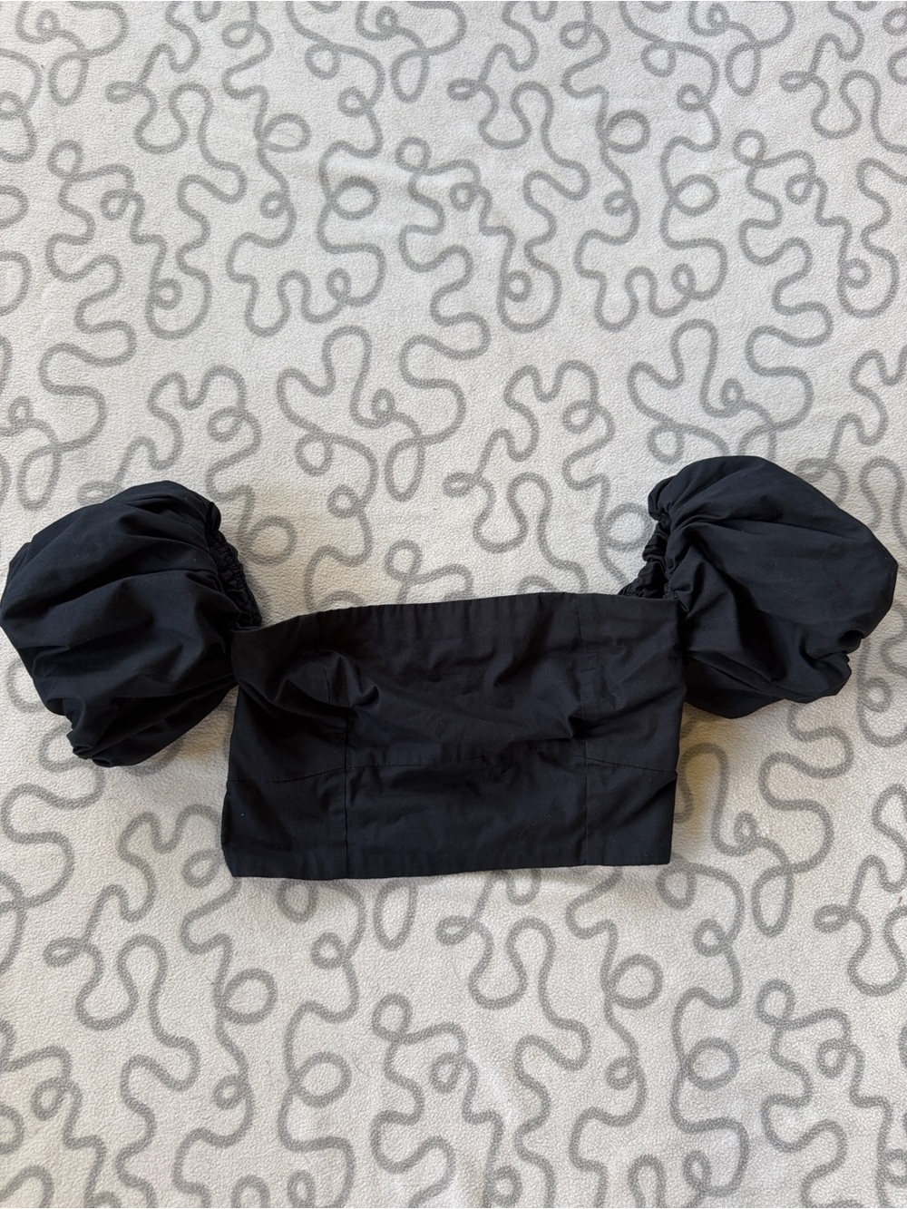 Abercrombie & Fitch Black Puff Sleeve Crop Top